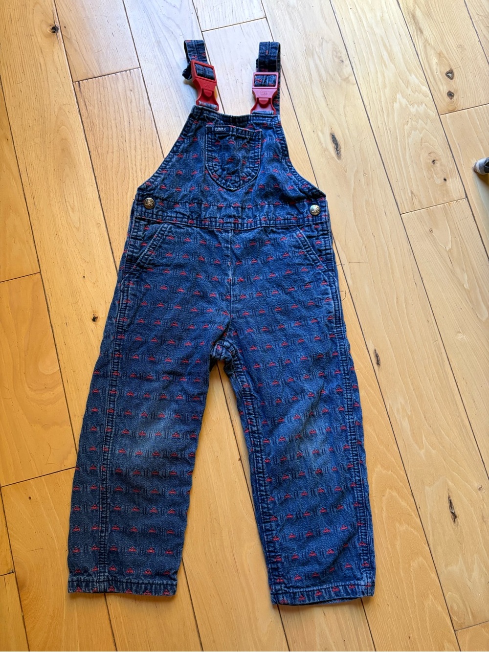 Vintage Lee Denim Overalls with Red Accent Stitching